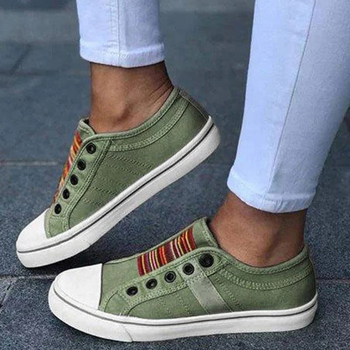 Simone | Slip On Sneakers with Striped Detail and Round Toe