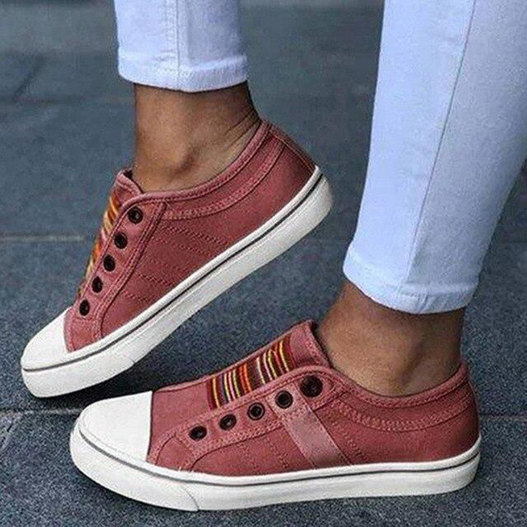 Simone | Slip On Sneakers with Striped Detail and Round Toe