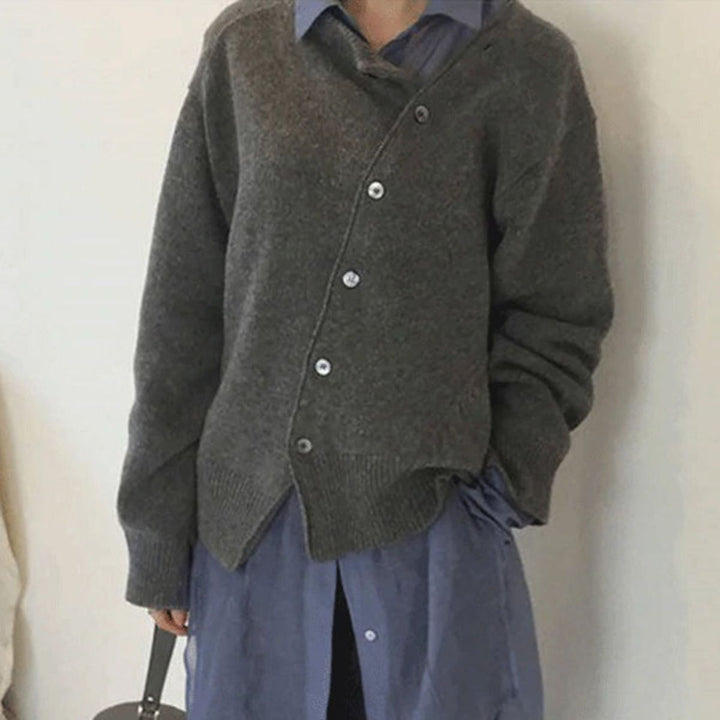 Suzanne | Cardigan with Asymmetric Button Closure and Long Sleeves