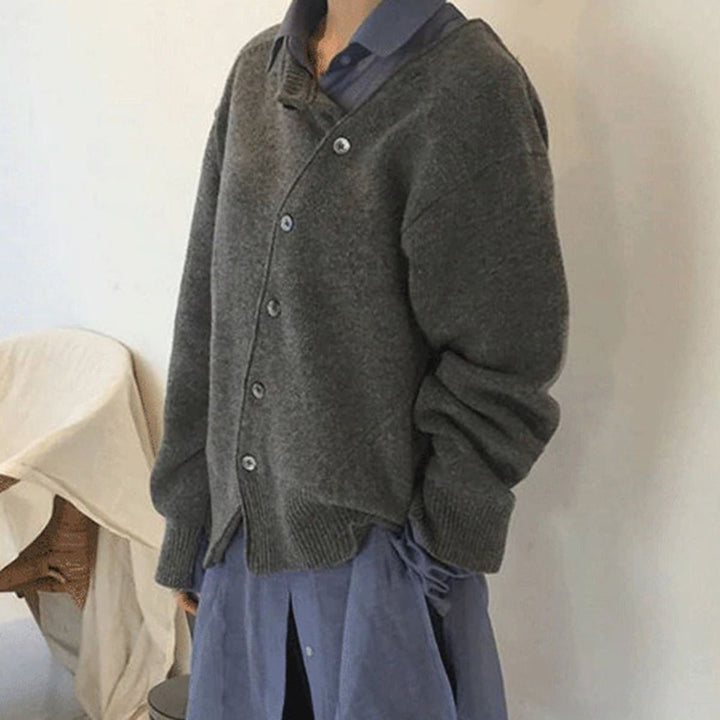 Suzanne | Cardigan with Asymmetric Button Closure and Long Sleeves