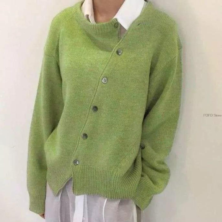 Suzanne | Cardigan with Asymmetric Button Closure and Long Sleeves