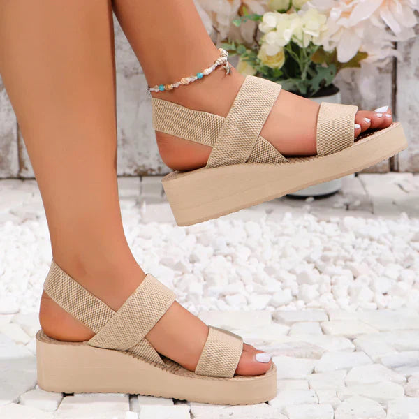 Suzanne | Platform Wedge Sandals with Double Strap and Slingback
