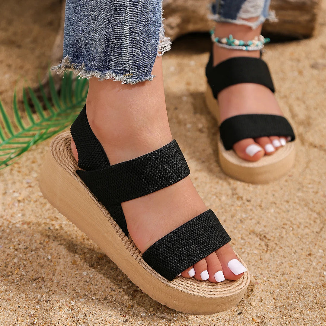 Suzanne | Platform Wedge Sandals with Double Strap and Slingback