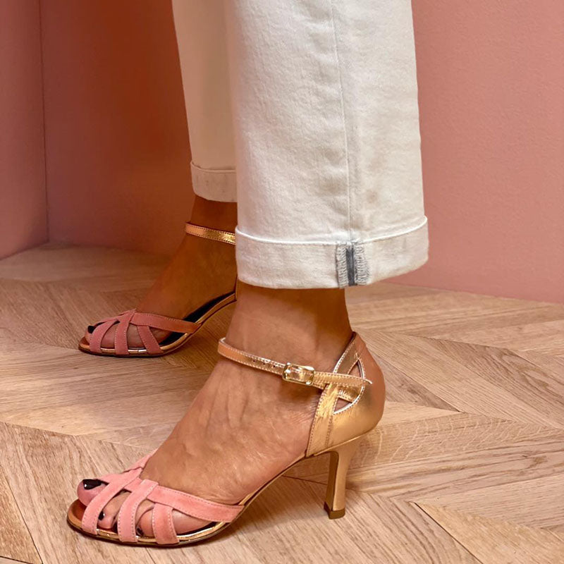 Sylvia | Strappy Heels with Ankle Strap and Buckle Closure