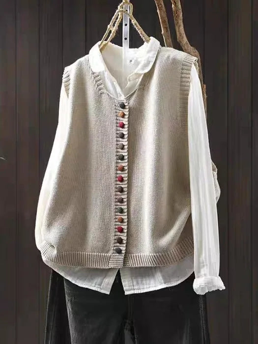 Tammy | Cardigan Vest with V Neck and Button Front