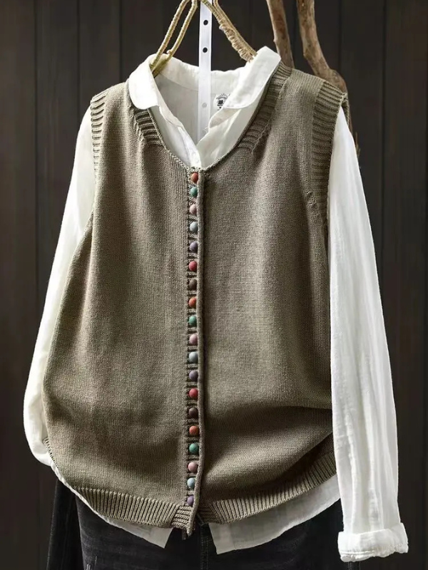 Tammy | Cardigan Vest with V Neck and Button Front