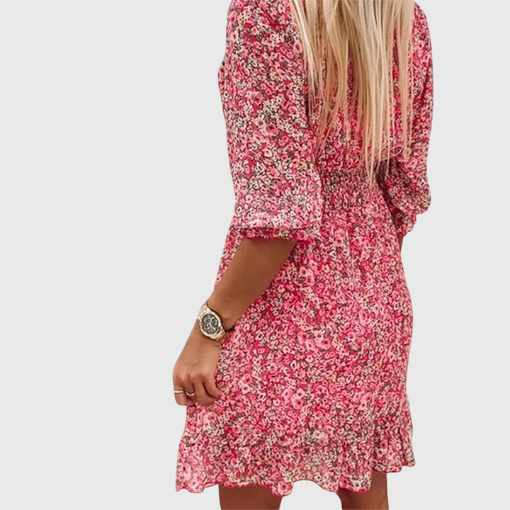 Thelma | Floral Mini Dress with V Neck and Puff Sleeves