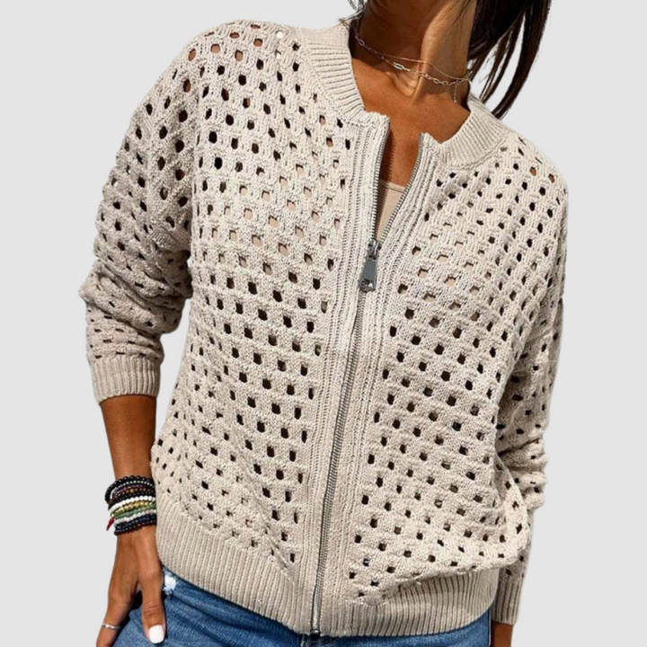 Theresa | Cardigan with Zipper and Cutout Details