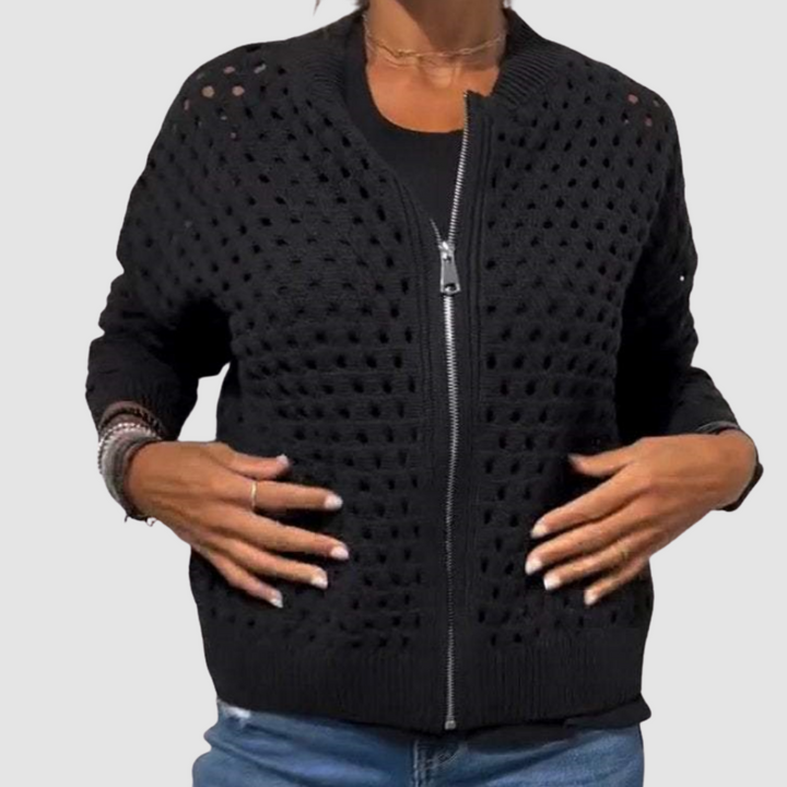 Theresa | Cardigan with Zipper and Cutout Details