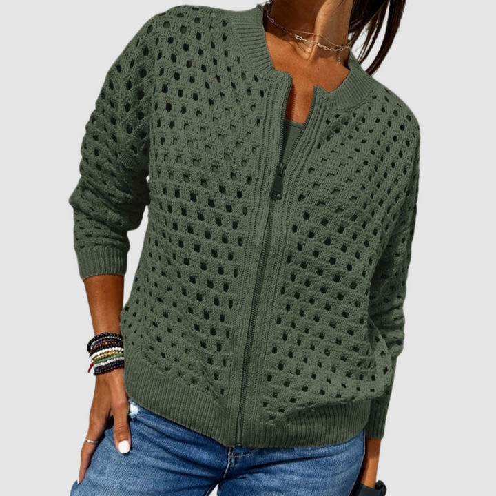 Theresa | Cardigan with Zipper and Cutout Details