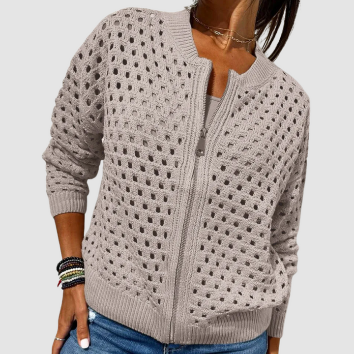Theresa | Cardigan with Zipper and Cutout Details
