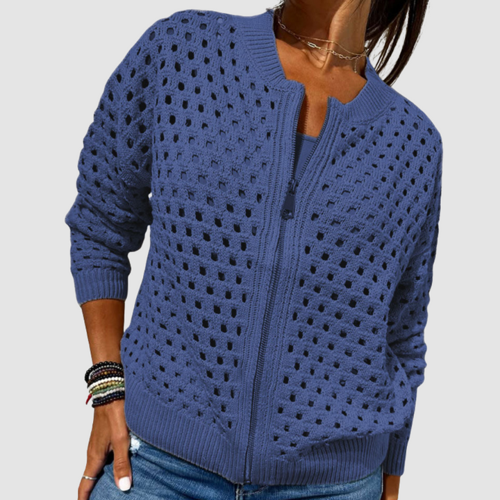 Theresa | Cardigan with Zipper and Cutout Details