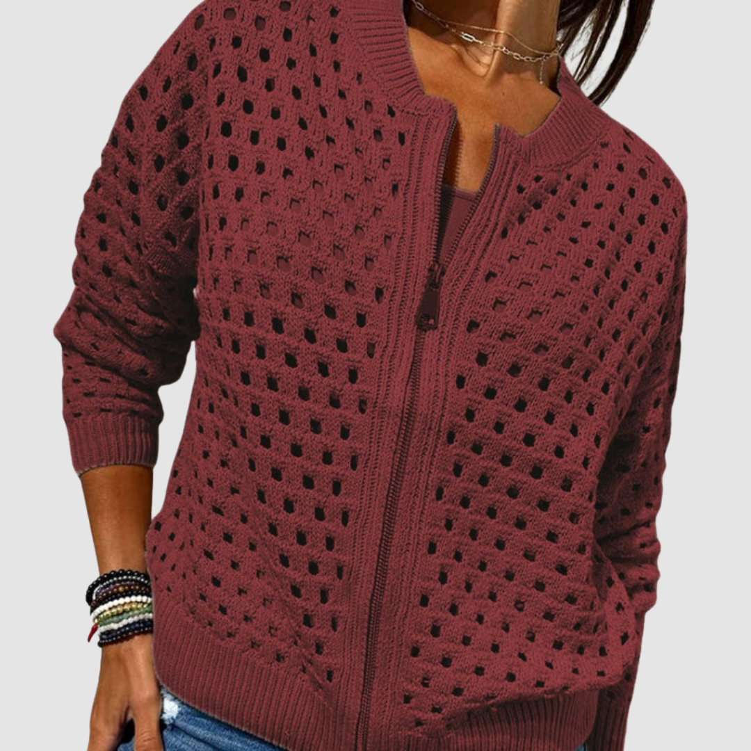 Theresa | Cardigan with Zipper and Cutout Details