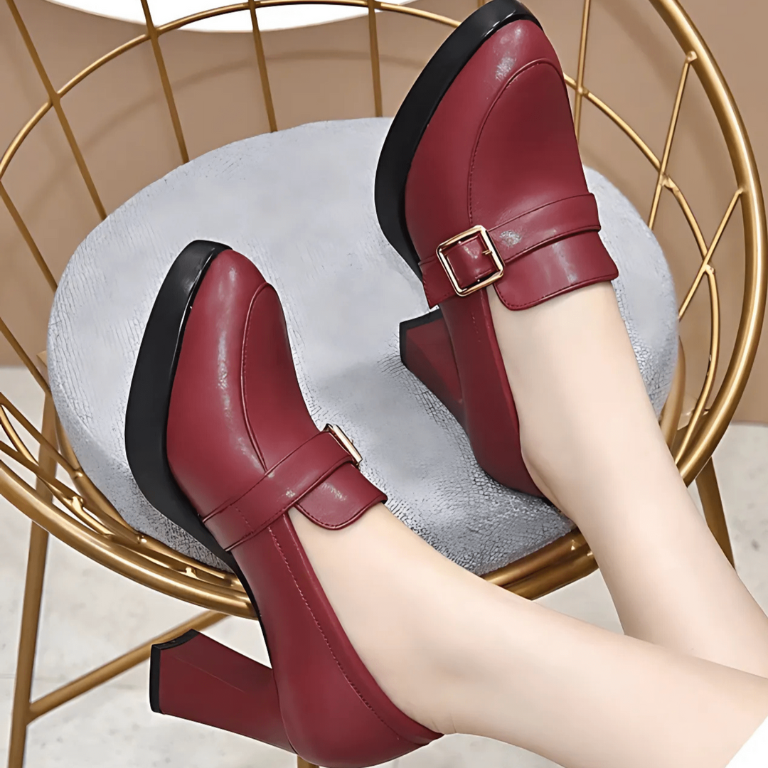 Tracy | Platform Block Heel Loafers with Buckle Detail