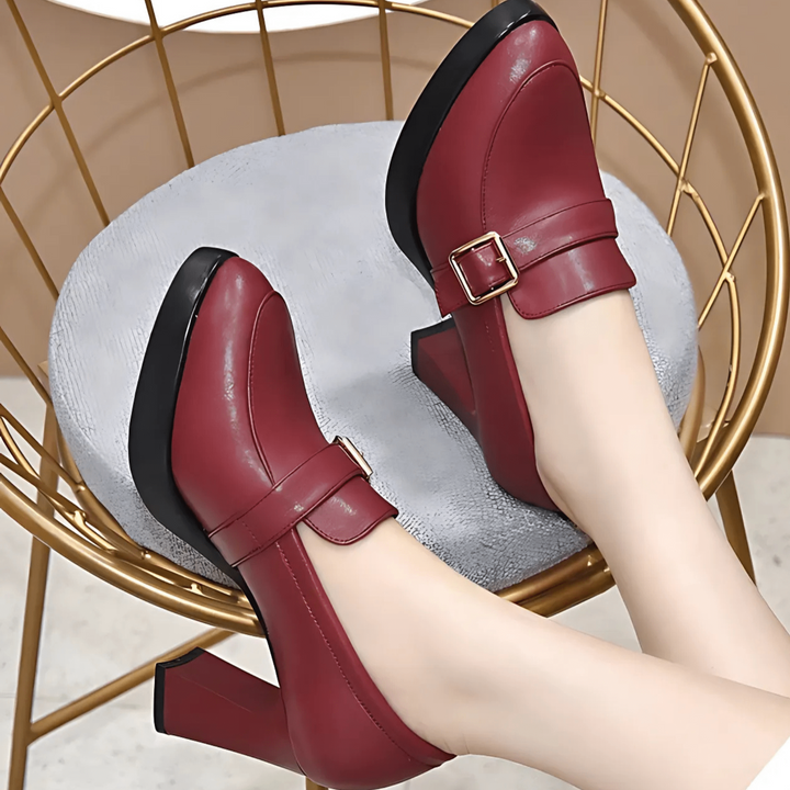 Tracy | Platform Block Heel Loafers with Buckle Detail
