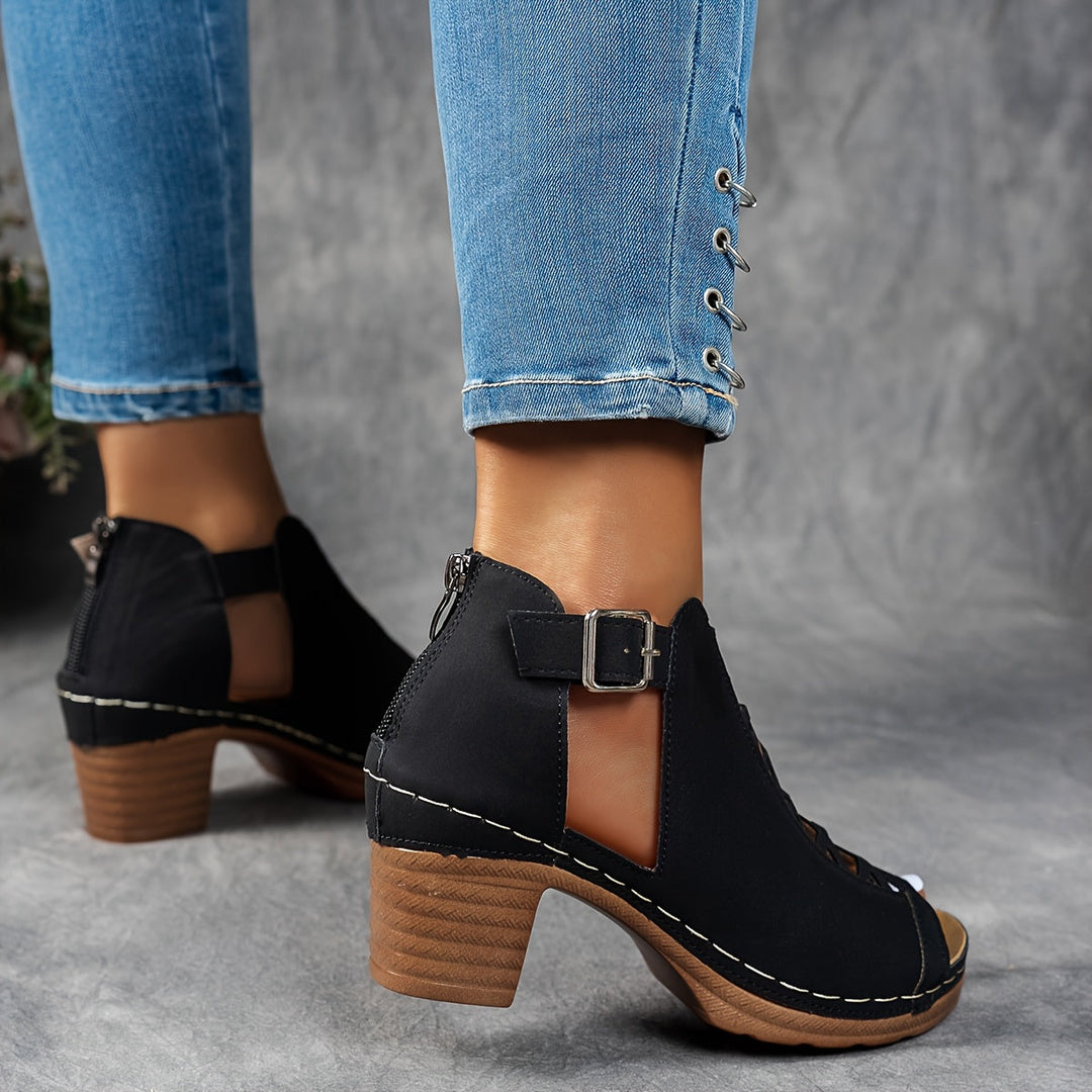 Vanessa | Heeled Sandals with Peep Toe and Buckle Strap