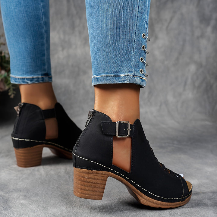 Vanessa | Heeled Sandals with Peep Toe and Buckle Strap