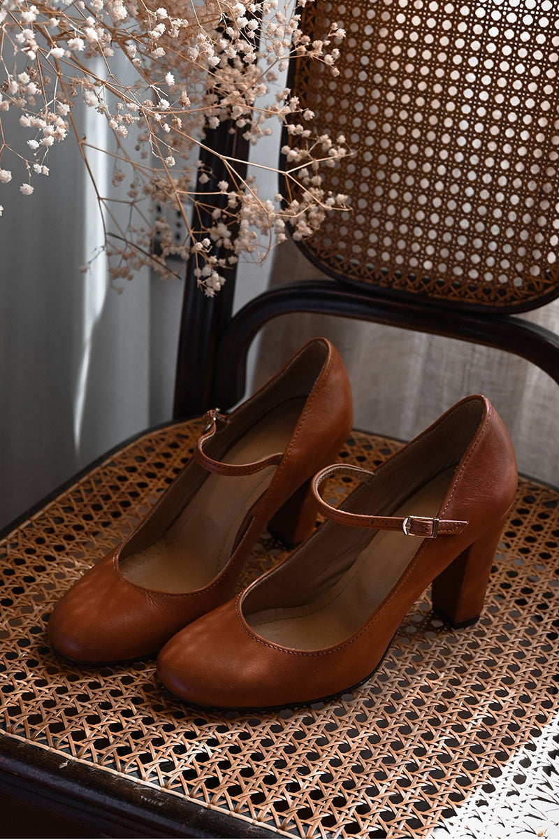 Vanessa | Mary Jane Heels with Block Heel and Ankle Strap