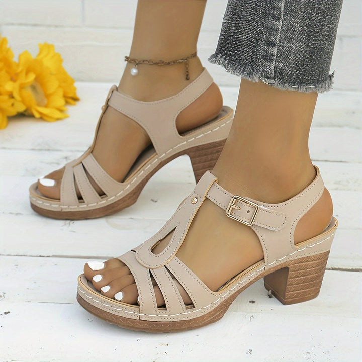 Vera | Heeled Sandals with Buckle and T-Strap
