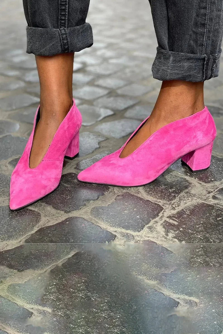 Virginia | Block Heel Pumps with Pointed Toe and Low Heel