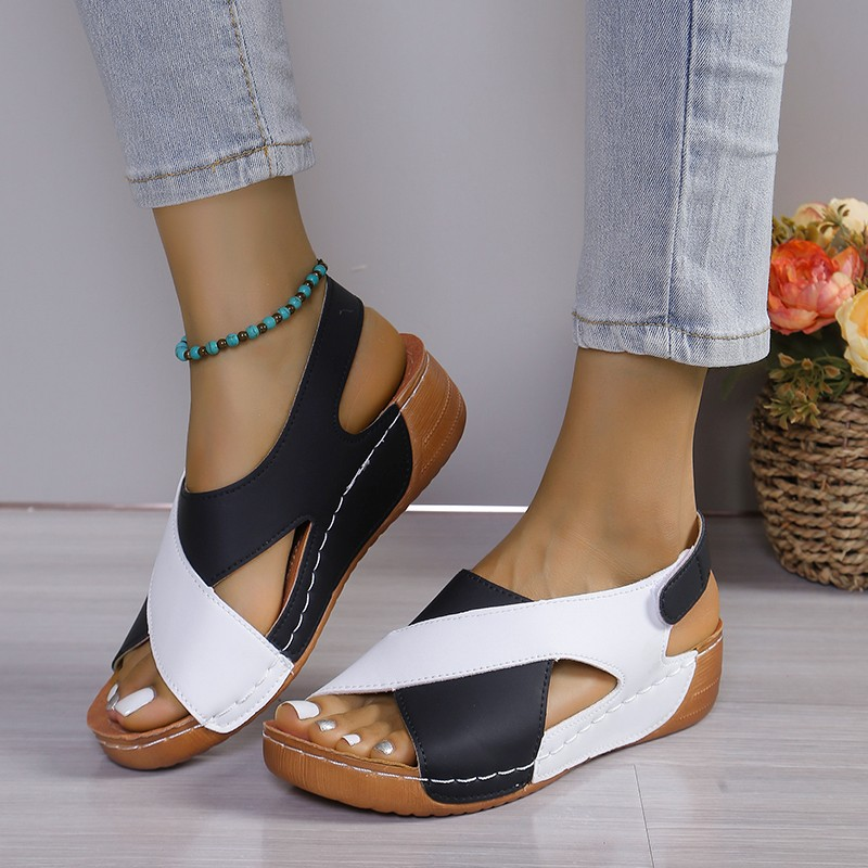 Winifred | Platform Wedge Sandals with Criss Cross Straps and Ankle Strap